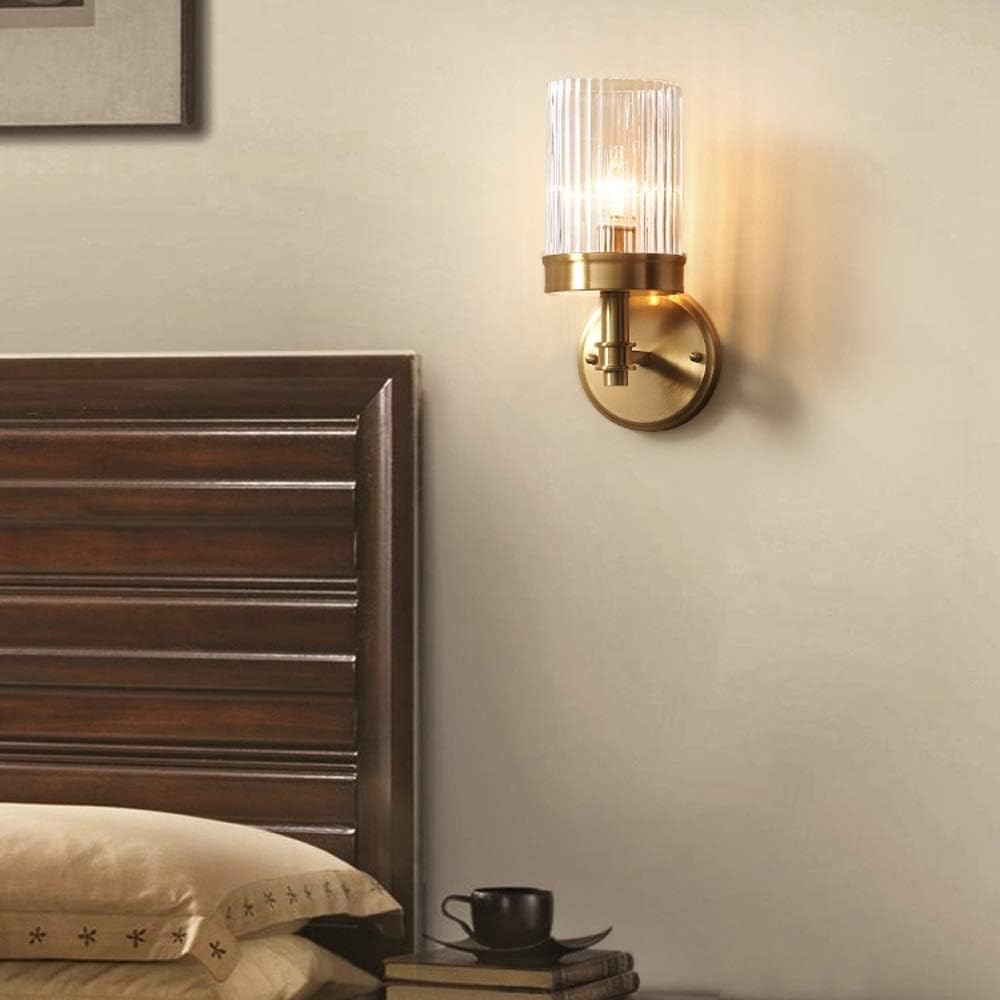 Vintage Cylinder Transparent Glass Wall Light | Ribbed Sconce